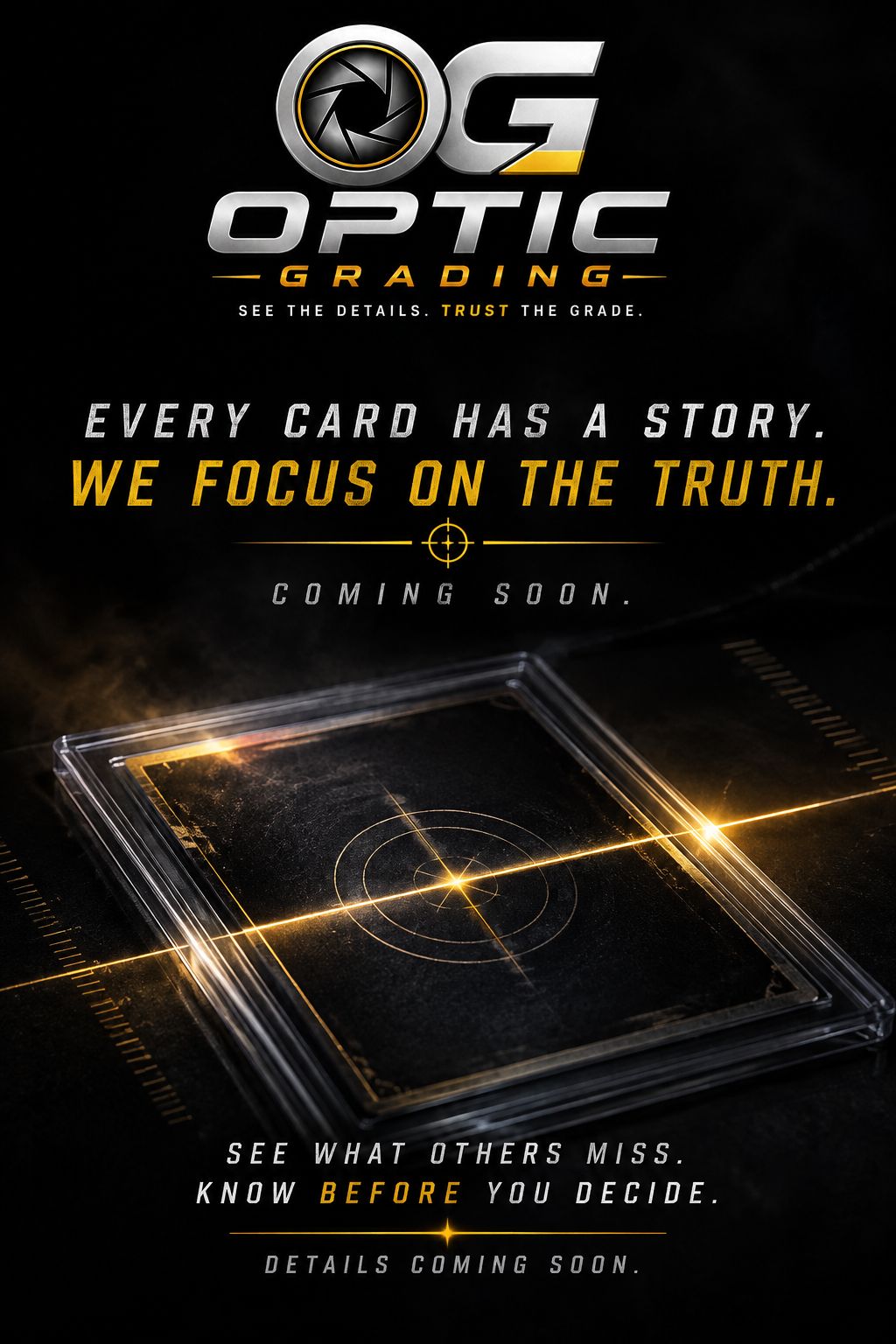 Close-up of a card under Optic Grading inspection lighting